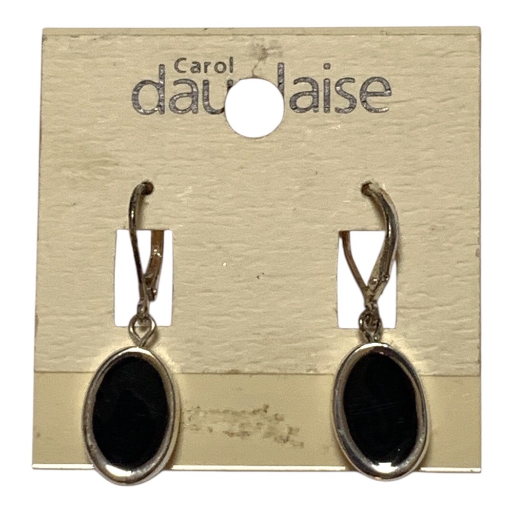 Black and Silver Oval Earrings